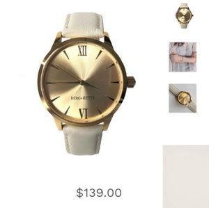 Oversized Gold and Beige Womens Leather Watch